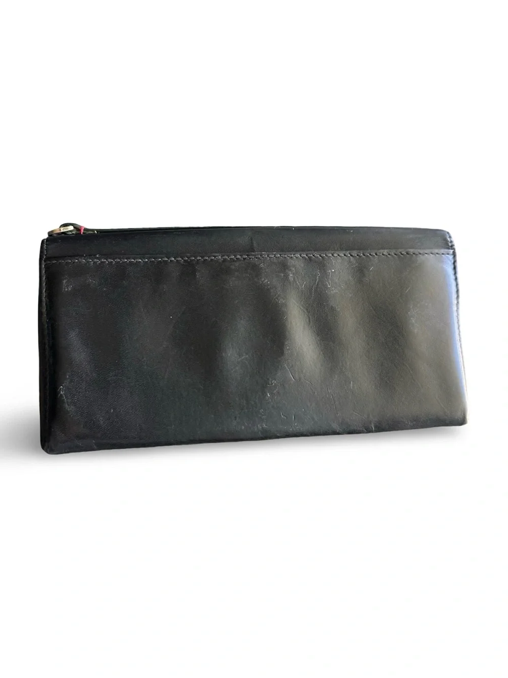 Gucci Smooth Black Leather Vertical Long Wallet with Sherry Web Stripe Edge Acce